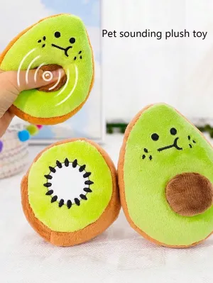 1pc Pet Squeaky Plush Toy, Designed In Kiwi/Avocado Shape, Bite Resistant And Fun For Your Pet To Play And Vent