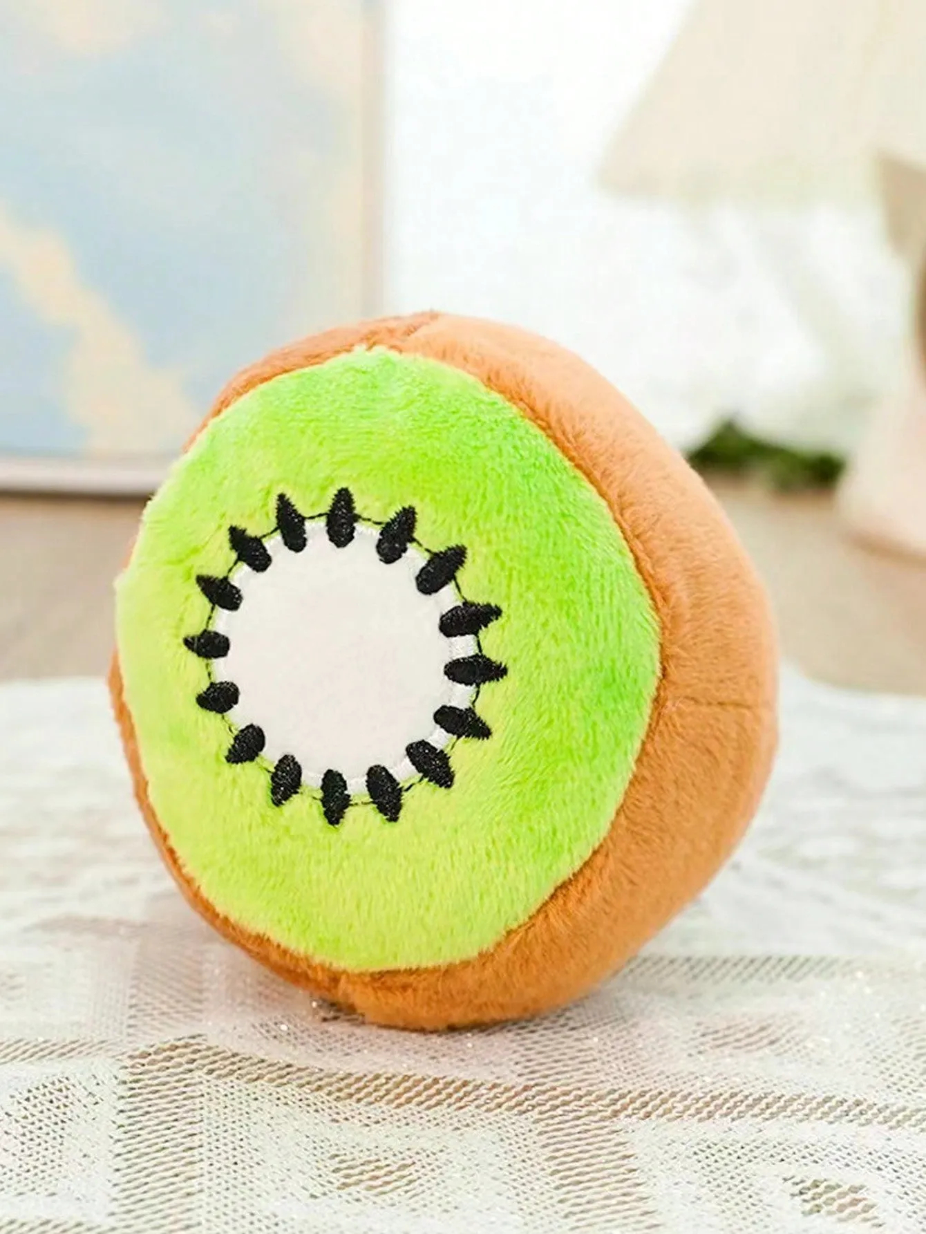 1pc Pet Squeaky Plush Toy, Designed In Kiwi/Avocado Shape, Bite Resistant And Fun For Your Pet To Play And Vent