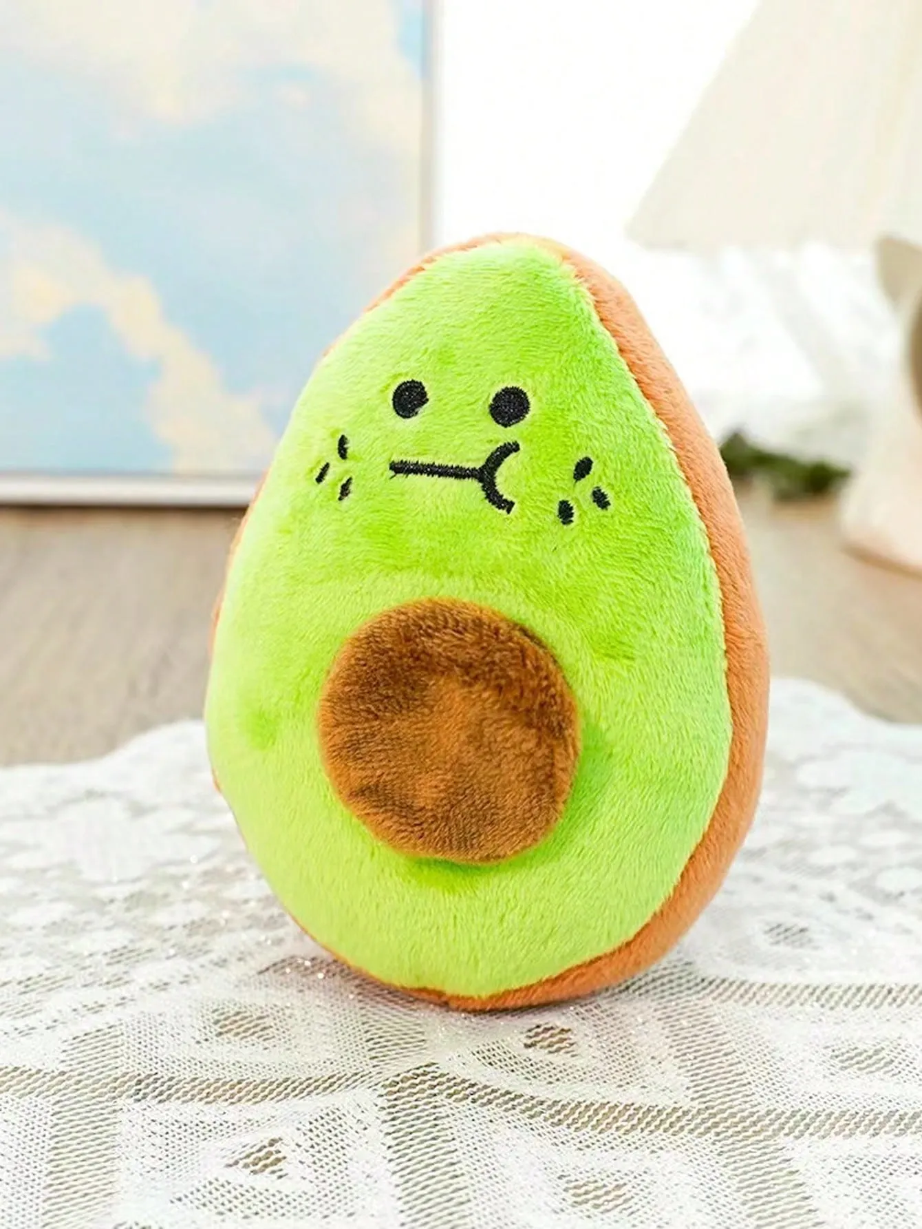 1pc Pet Squeaky Plush Toy, Designed In Kiwi/Avocado Shape, Bite Resistant And Fun For Your Pet To Play And Vent
