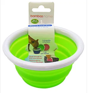BAMBOO SILICONE TRAVEL BOWL - ASSORTED 1-CUP TRAY
