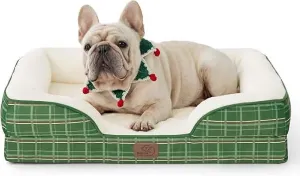 Bedsure Orthopedic Dog Sofa Holly Plaid