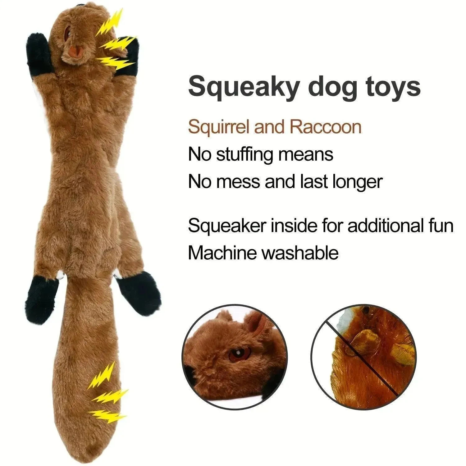 No Stuffing Dog Toys with Squeakers - Durable Plush Set