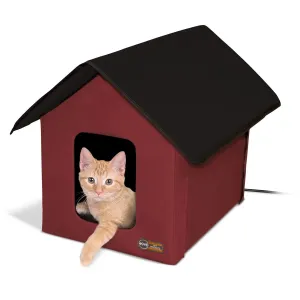 Outdoor Heated Cat House - Red - 22″ x 18″ x 17″ - K&H Pet Products Kitty House