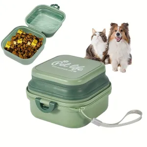 Portable Multifunctional Collapsible Pet Double Bowl for Outdoor Travel