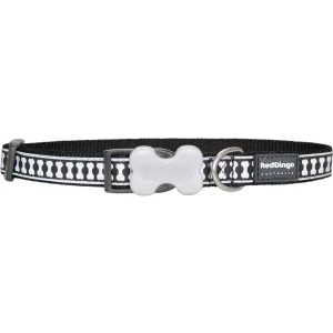 Reflective Bones Black Dog Collar