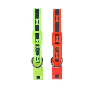 Reflective Dog Collar with Bone Print Small - 30-45cm x 1.5cm